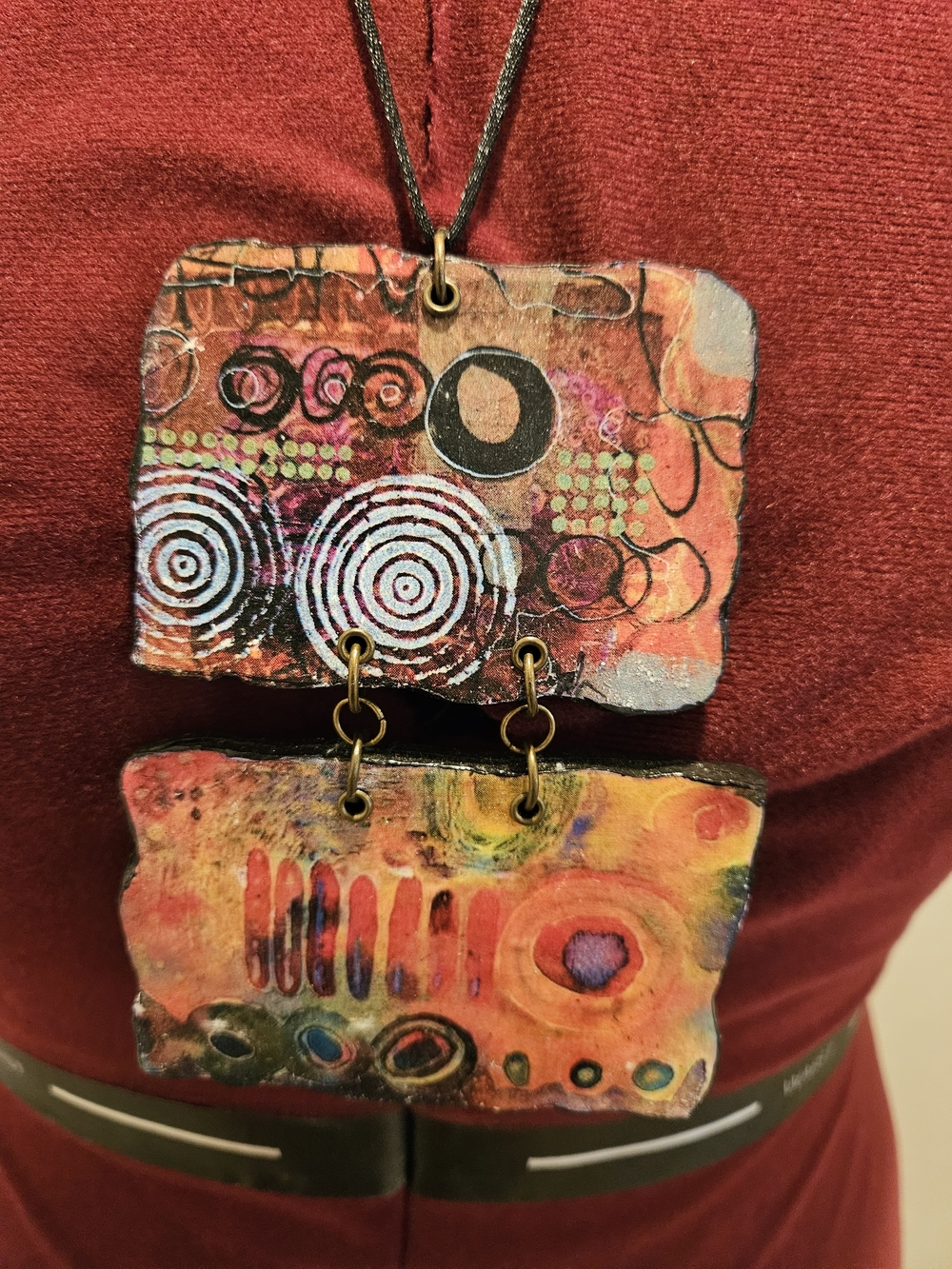 Handmade Multicolor Abstract Pendant Necklace 16.5" - Women's Jewelry